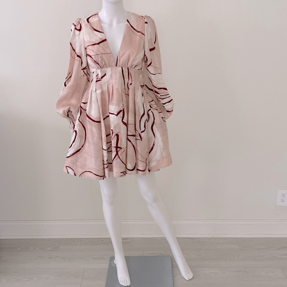 Aje Amelia Plunge Mini Dress with Bell Sleeves 
New - Picture 3 of 16